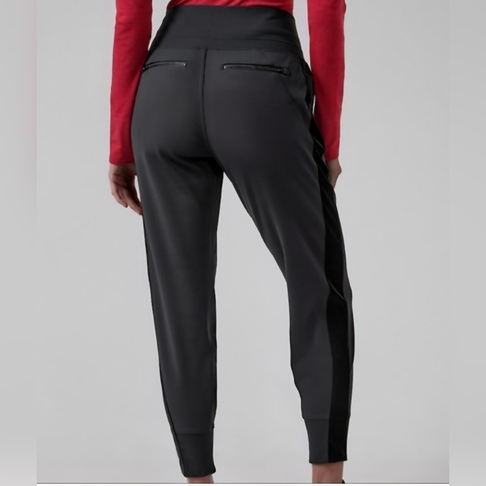 NWT Athleta Venice Velvet Stripe Joggers, Womens Small Petite - Picture 2 of 5